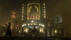 A picture of the Saint Denis theater at night.